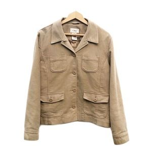 L.L. Bean Jacket Barn Coat Soft Material Button Down Tan Farm Casual Warm Cozy L